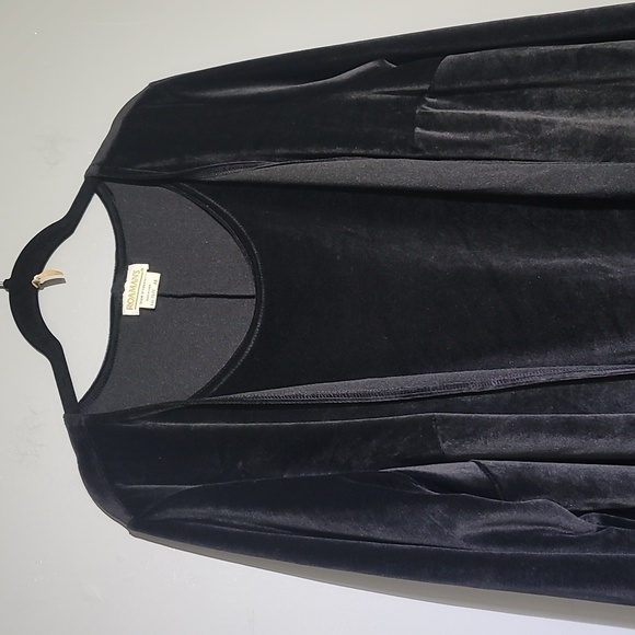 Roamans 90's Velvet Velour 1 Piece Jacket Stretch Evening Sequin Black Dress - Picture 3 of 9